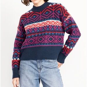 Old Navy SoSoft Fair Isle Mock Neck Sweater Size M